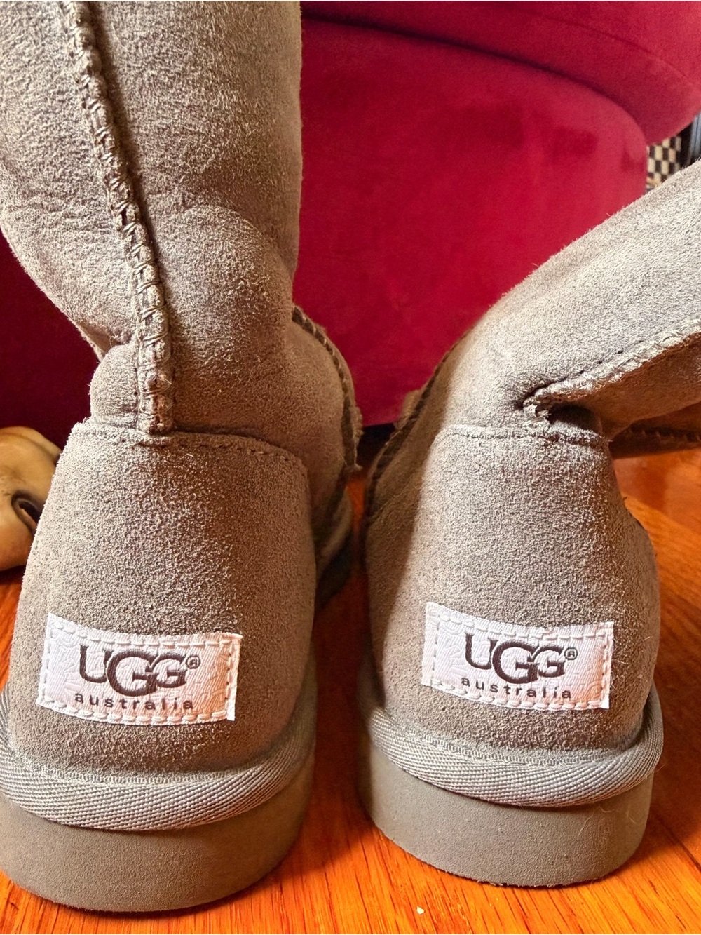 UGG Gray Suede Fleece-Lined Mid-Calf Boots - Picture 7 of 9